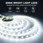 Onforu LED Light Strip,16.4ft Dimmable LED Tape Light, 6000K Daylight White Strip Lighting, 300 LEDs Flexible Vanity Mirror Light, 5M 12V Ribbon Rope Light for Bedroom, Under Cabinet,Kitchen,Christmas