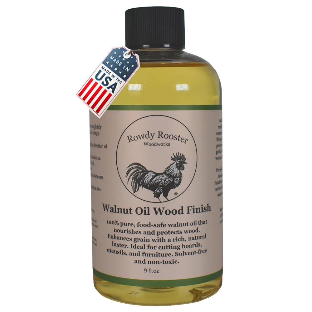 Refined Walnut Oil for Wooden Kitchen Items and More-Premium Wood Finish, Conditioner & Sealer, Food Safe, Long-Lasting, Protects and Seals. Light Color - USA Made (9 fl.oz)