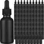 Epakh 100 Pieces Black Dropper Bottles 1oz Glass Bottles Bulk Round Bottles with Droppers and Hats 30ml Glass Dropper Bottles for Essential Oils Lab Tinctures Medicine Perfumes