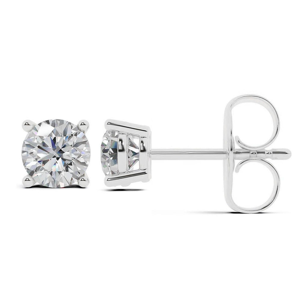 Belacqua 1/2 Carat Round Lab Grown Diamond Stud Earrings in 14K White Gold