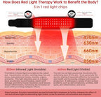 Red Light Therapy for Body, 660nm&850nm Red Light Therapy Belt, 5 Gears 9 Timers Remote Control, Near Infrared Light Therapy Belt Wrap with Pulse for Back Waist Muscle Pain Relief