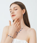 ZCGJWE Blue Sapphire Jewelry Set for Women Party Prom Wedding Necklace Earrings Set Gift for Mother Wife Friend