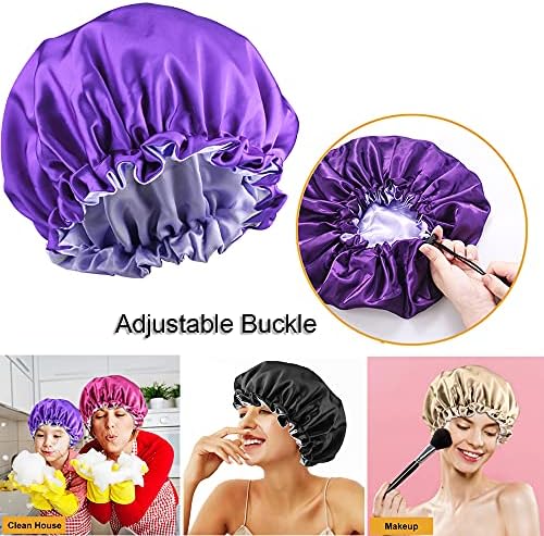 Satin Bonnet Silk Bonnet Hair Bonnet for Sleeping Bonnets for Black Women - 5pcs Large Adjustable Bonnet for Curly Hair