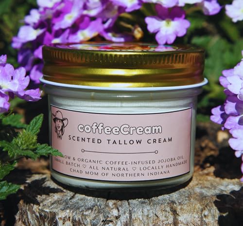Coffee-Scented Whipped Tallow Cream, coffeeCream by Chad Mom featuring Coffea Arabica Oil & Organic Jojoba Oil, 3oz