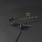 KZZENKI Purple and Black Earrings for Women Men, Cool Gothic Stud Earrings