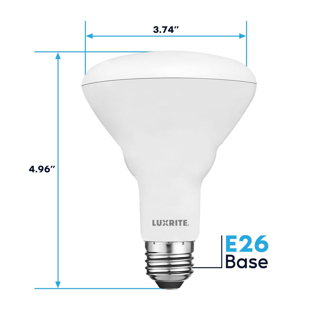 LUXRITE 12-Pack BR30 LED Bulb, 65W Equivalent, 3500K Natural White, Dimmable, 650 Lumens, LED Flood Light Bulbs, 8.5W, Energy Star, E26 Medium Base, Damp Rated, Indoor/Outdoor - Living Room, Kitchen