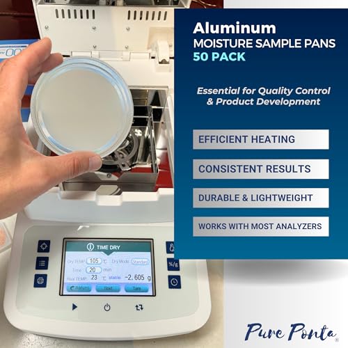 Aluminum Sample Pans for Moisture Analyzer (50 Pack) 90mm Round Lab Trays, Disposable Weighing Dishes, Foil Pan, Weight Scale Tray, Laboratory Balance Dish Plate, Moisture Tester Supplies - Pure Ponta
