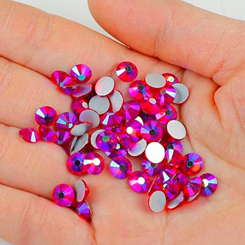 Genie Crystal ss30 Red AB Glass Rhinestones Flatback, 576 pcs 6.4 mm Light Siam AB Non Hotfix Rhinestone, Diamond Cut Gems for DIY Crafts, Tumbler, Shoes, Dress, Face Mask, Bling Decoration