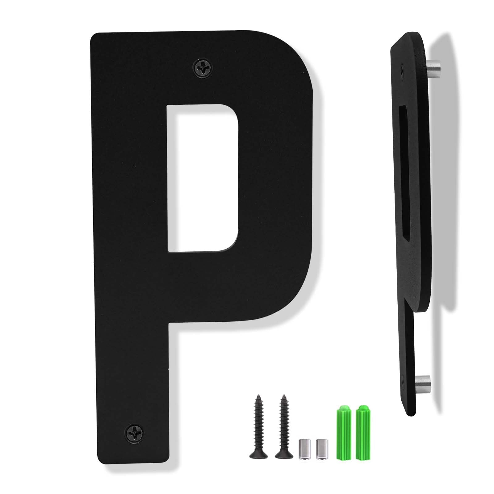 28 Inch Black Aluminum Letters, Floating House Address Numbers for Outside, Modern Metal Door Numbers Letters, Metal House Address Letter and Number for Home Office Apartment (P)