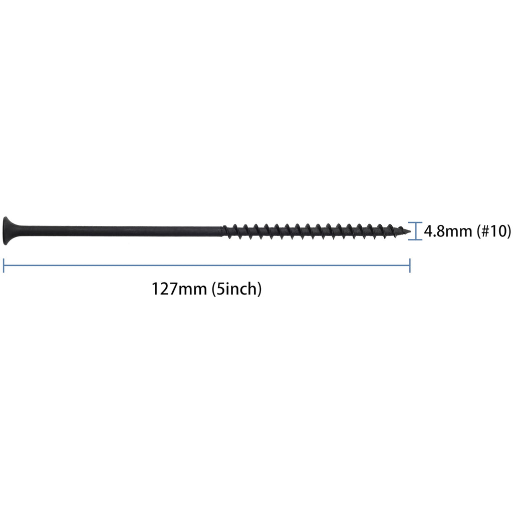 JEGONFRI 45PCS #10 × 5" Coarse Thread Black Drywall Screws, Wood Screws