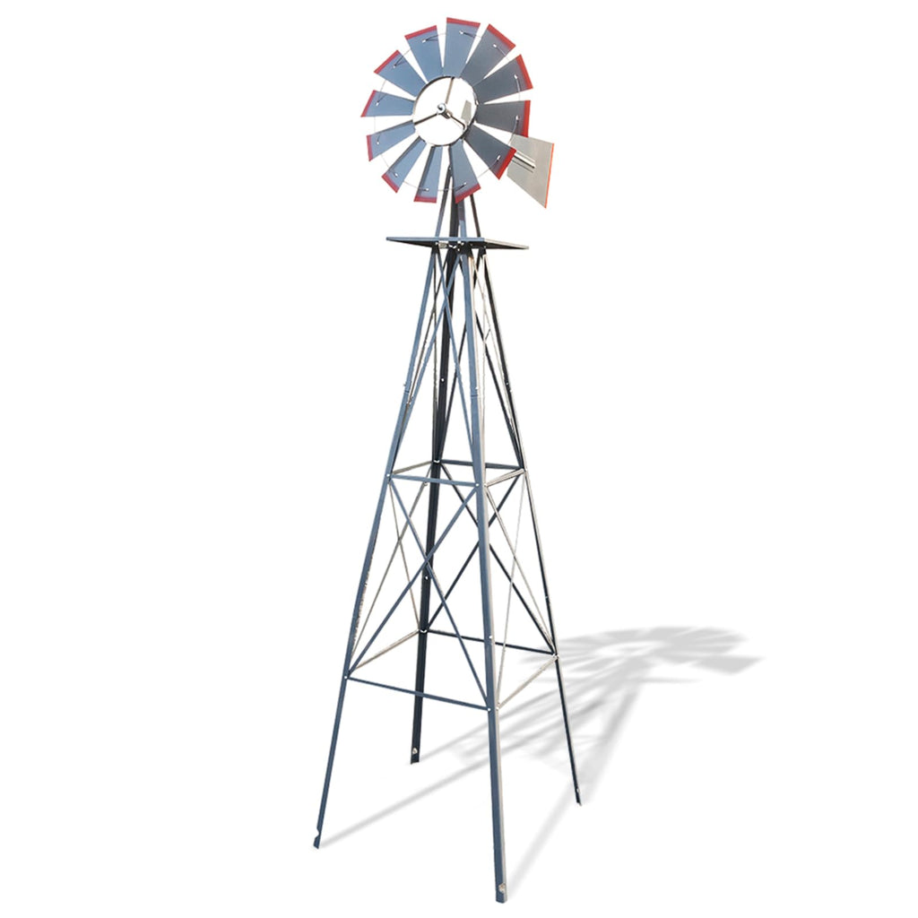 Outvita 8FT Gray Metal Ornamental Windmill Weather Vane