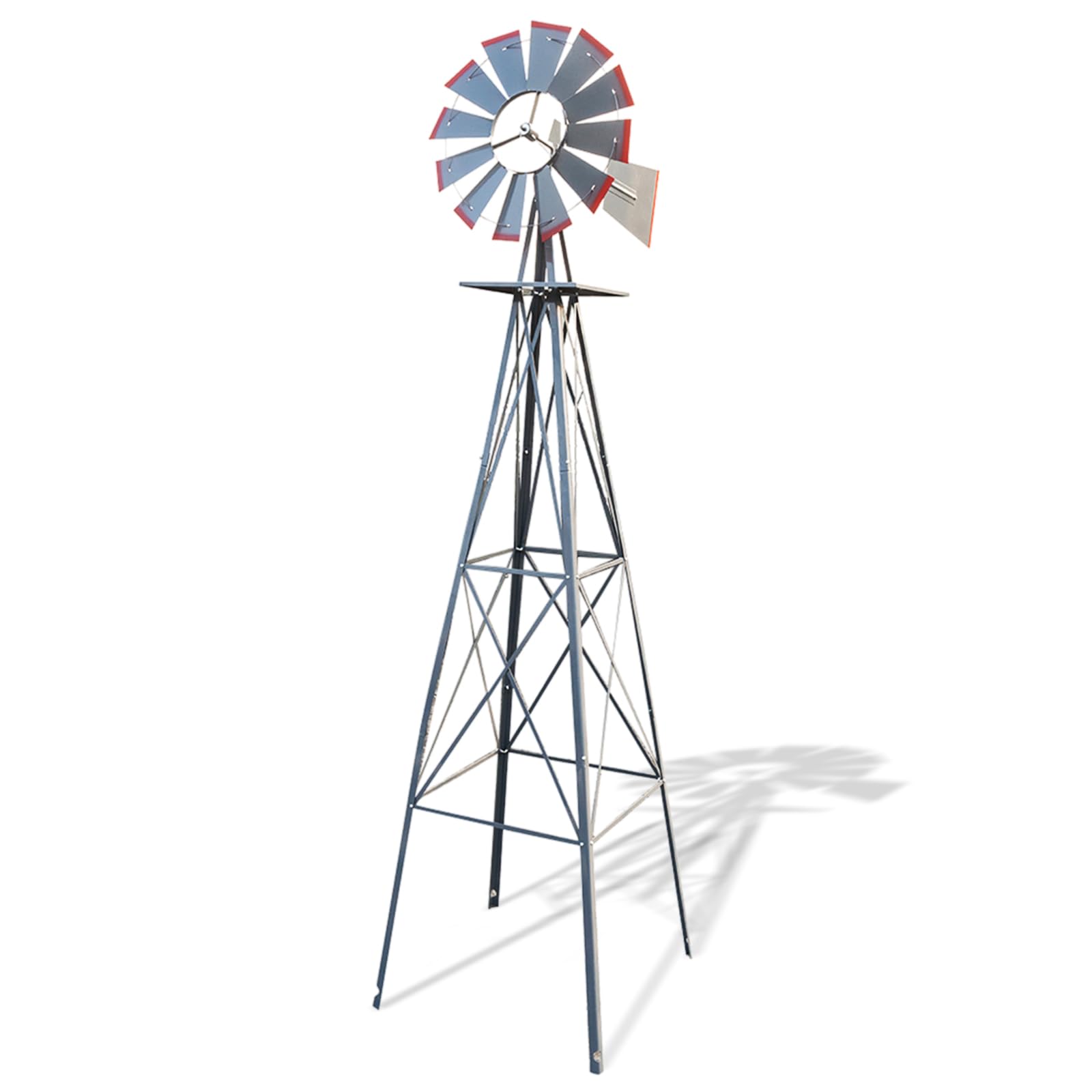 Outvita 8FT Gray Metal Ornamental Windmill Weather Vane