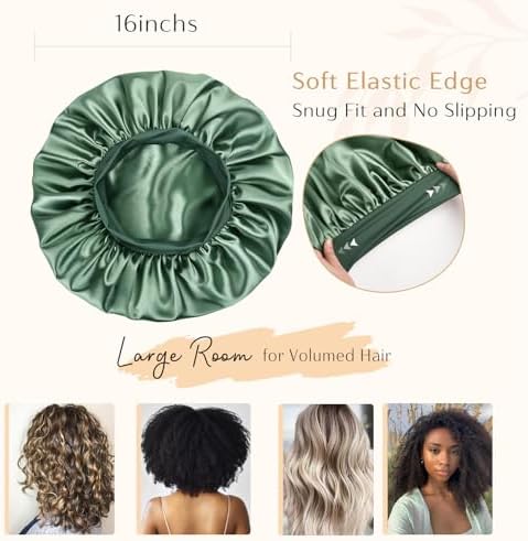YANIBEST Satin Bonnet for Sleeping Women Double Layer Hair Silk Bonnets for Sleeping with Elastic Band