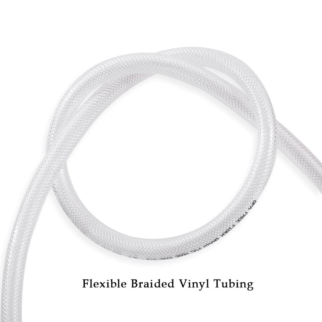 DAVCO 1/2" ID × 25 ft Clear Braided Plastic Vinyl Tubing Flexible High Pressure Reinforced PVC Hose