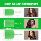Hair Roller Set 18 pcs Heatless Self Grip Rollers With Clips and Comb, Salon Curlers for DIY Styles, 3 Green Sizes in 1 Set by Sungenol