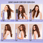 6 in 1 Blow Dryer Brush, Detachable Hair Dryer Brush Air Curler Air Styler Wrap, Curly Twist Hot Air BrushCurling Iron Brush, Blow Dryer Hot Brush Styler Negative Ion, Travel Hair Styling Tool