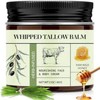 Beef Tallow for Skin, Beef Tallow and Honey Balm, All-Natural Face Body Moisturizer Nourishes and Hydrates the Skin, Grass Fed Whipped Tallow Honey Balm Infused with Raw Wild Honey 2oz