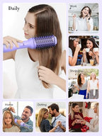 LANDOT Hot Hair Blow Dryer Brush: One-Step HairDryer Styler and Volumizer - Upgraded Plus 2.0 Hot Air Brush with Negative Ion Anti-frizz Ceramic Titanium 60mm Oval Shape Barrel Purple Color