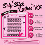 Self Adhesive Eyelashes 48Pcs Lash Clusters Self Stick Lashes Reusable Self-adhesive Lashes No Glue Cluster Lashes Easy for Use(Lotus,D-10-18mix)