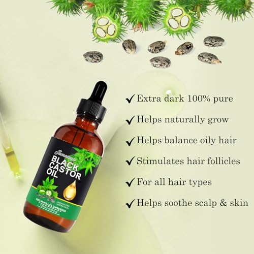 NIFEISHI Jamaican Black Castor Oil Organic Cold Pressed Glass Bottle, 4.04 fl oz