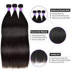 Brazilian Hair Straight Wave 3 Bundles Human Hair 10A Grade Unprocessed Virgin Remy Hair Bundles 24 26 28 Inch Silk Straight Hair Bundles Human Hair Weave Bundles Hair Extensions Double Weft
