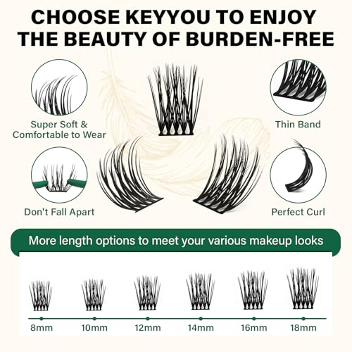 Air Touch Cluster Lashes 144pcs Individual D Curl 10mm Super Lightweight Soft Wispy Comfortable Easy DIY at Home(Air03-D-16mm)
