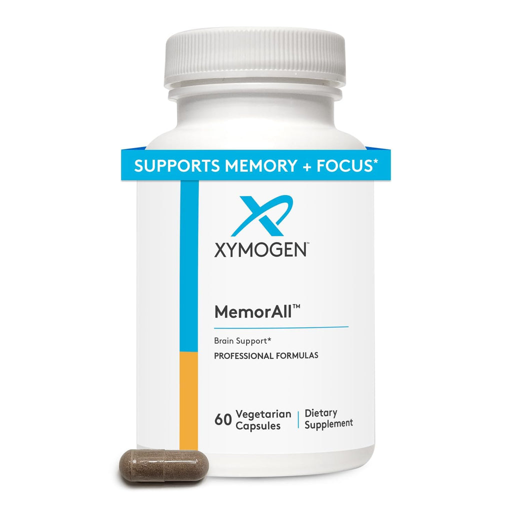 XYMOGEN MemorAll - Brain & Memory Support - Ginkgo Biloba, Bacopa, and B Vitamins - Gluten-Free, Dairy-Free & Non-GMO - 60 Capsules