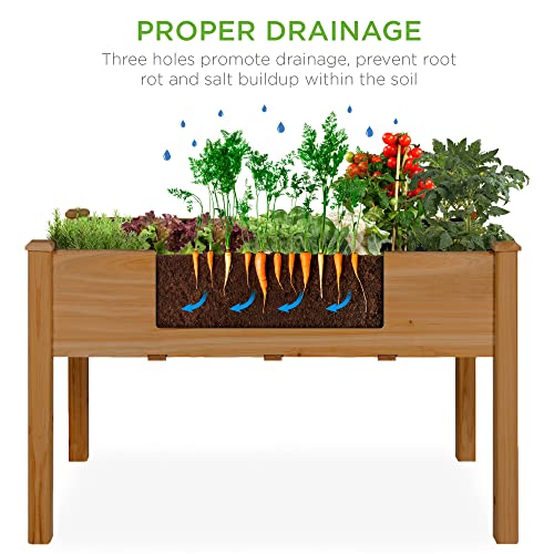 Best Choice Products 48x24x30in Raised Garden Bed, Elevated Wood Planter Box Stand for Backyard, Patio, Balcony w/Bed Liner, 200lb Capacity - Acorn Brown
