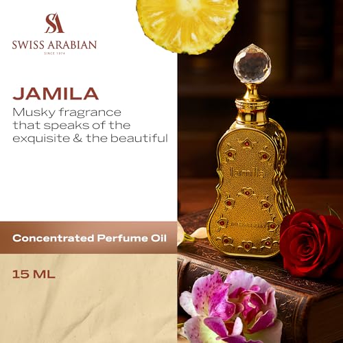 Swiss Arabian Jamila - Luxury Products From Dubai - Long Lasting And Addictive Personal Perfume Oil Fragrance - A Seductive Signature Aroma - 0.5 Oz