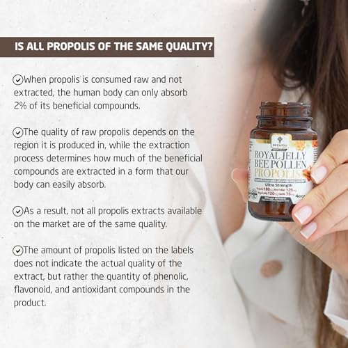 Bee and You Royal Jelly Tablet, Propolis Extract, Bee Pollen, 100% Natural Superfood, Ultra Pure, Immune Support Supplement, Improve Energy, Focus, Antioxidants, Fresh, Keto, Paleo, Gluten-Free | 60ct
