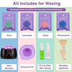 Waxing Kit -Digital Wax Warmer Machine for Hair Removal with 4 Packs of Hard Wax Beads & Silicone Wax Pot for Full Body, Legs, Face, Eyebrows, Bikini, Brazilian at Home Waxing Kit for Women Men