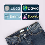 – Personalized Name Labels for Kids (120) – Waterproof & Durable Stickers for Clothing, School & Daycare Items - Space