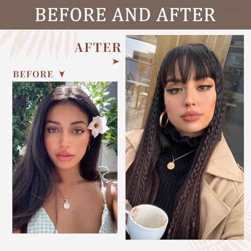 Clip In Bangs-100% Real Human Hair Bangs Clip Blonde Clip On Bangs Hair Extensions Fake Bangs Human Hair Wispy Bangs Hair Clip Fringe With Temples Hairpieces Curved Bangs For Daily Wear