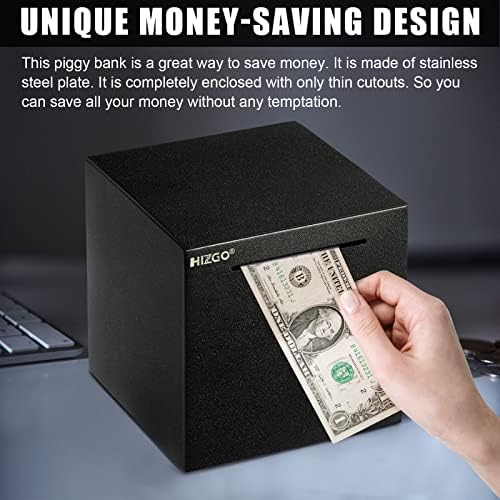 hizgo Adult Piggy Bank- Piggy Bank for Adults Must Break to Open -Stainless Steel Money Box-Metal Saving Box (5.9 inch)