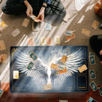 DEGDFSGR MTG Playmat 27.5" x 15.74" Non-Slip Rubber Base Commander Playmat for Magic The Gathering, Sacred Angel Wing