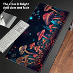 for MTG Playmat TCG Board Game Mat Plus 50 Pcs Card Sleeves, 24 x 14 Table Mats Neon Mushroom Game Mousepad with Soft Surface Non-Slip Base for MTG Trading Card Game Playmats