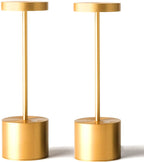 SAKRINGT 2 Pack Cordless Table Lamp Rechargeable, 5000mAh Battery Operated Portable Table Light,Dimming LED Table Lamp for Restaurant/Patio/Outdoor(Gold)