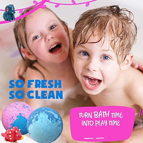 Bath Bombs for Kids with Toys Inside - Organic Bubble Bath Fizzies with Jungle Animal Toys. Gentle and Kids Friendly Spa Bath Balls, Bath Fizz Balls - Valentines Day Gift for Toddlers, Boys, Girls