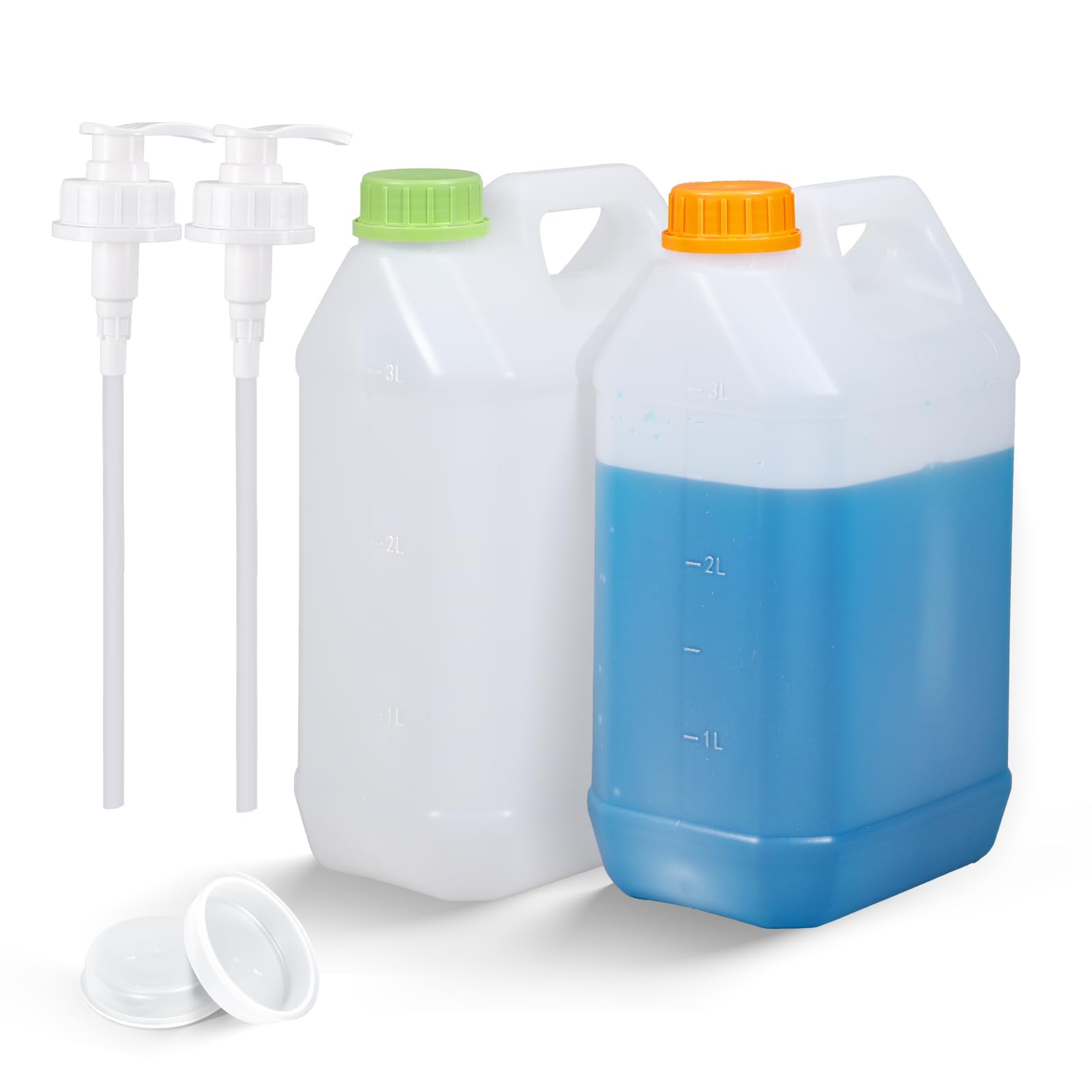 2 Pcs 0.8 Gallon Jugs with Caps Empty Plastic Gallon Containers with Lids Container Automotive Square F-Style Plastic Jug Bottle for Liquids Water Laundry Soaps Detergents Home and Commercial Use