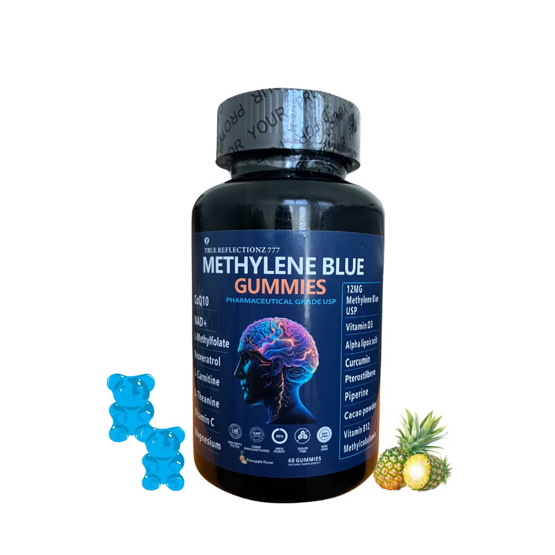 Methylene Blue Gummies 12mg Cognitive Support w/Added Vitamin C, NAD,L Methylfolate, Methylcobalamin b12, methylated Vitamins