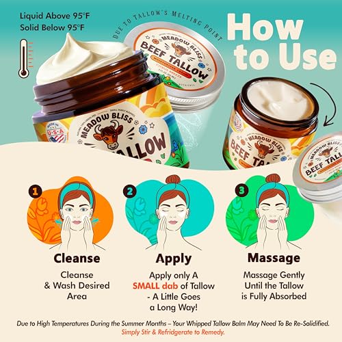 Beef Tallow for Skin - Moisturizer Cream - 100% Grass Fed - Whipped Beef Tallow - Organic Jojoba Oil - Organic Shea Butter - Supports Eczema, Rosacea+ - Made in USA - Citrus Breeze - 2 oz
