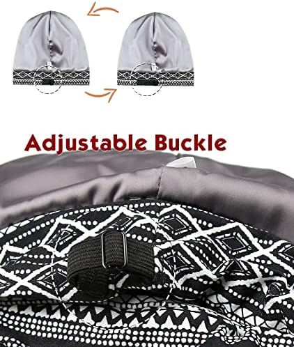 Adjustable Satin Lined Sleep Cap for Dreadlocks Curly Hair Large Head-Stay On Overnight
