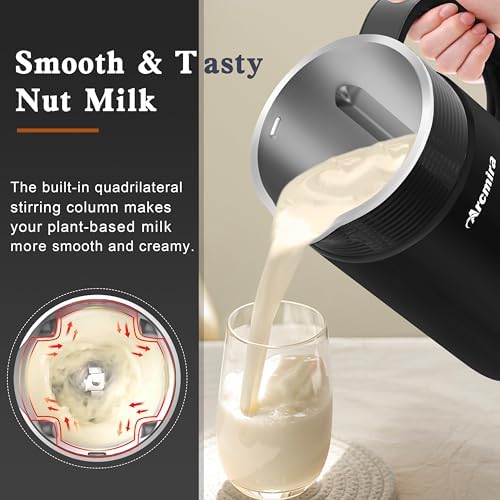 𝟲 𝗶𝗻 𝟭 Nut Milk Maker, 20 oz(600ml) Homemade Almond, Soy, Oat, Plant-Based Milk and Non-Dairy Beverages, Almond Milk Maker with Delay Start/Boil Water/Keep Warm, Soy Milk Maker with Nut Milk Bag