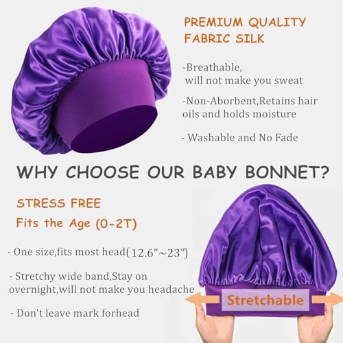 3 Pcs Baby Bonnets for Sleeping,Infant Sleep Cap Hair Bonnet for Baby Girls,Boys,Toddler