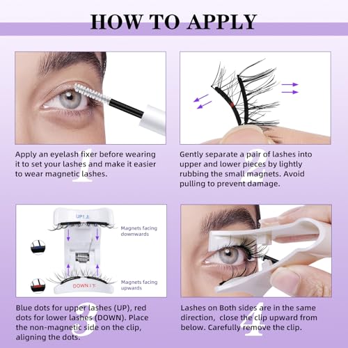 B&Qaugen Magnetic Eyelashes with Applicator Lashes Reusable Glue-Free Natural Look Cluster Kit Easy to Wear and Remove（M02）