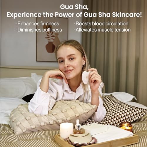 Rena Chris Gua Sha Facial Tools-Fuller, Ergonomic White Jade Gua Sha Stone for Face Massage,Jawline Sculpting and Puffiness Reducing,Skin Care Massager(White)