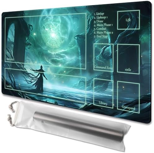 MTG Playmat Size 24x14in Free Storage Bags Non-Slip Backing, Ideal for Card Game Enthusiasts TCG Playmat (The Final Spell-Deck)