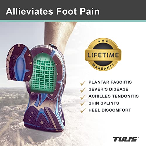 Tuli's Heavy Duty Heel Cups, Cushion Insert for Shock Absorption, Plantar Fasciitis, Sever’s Disease and Heel Pain, Made in the USA, Small, 1 Pair