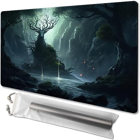 MTG Playmat Size 24x14in Free Storage Bags Non-Slip Backing, Ideal for Card Game Enthusiasts TCG Playmat (The Power of The Forest-No Deck)