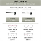 Clic Magnetic Reading Glasses for Men or Women, Computer Readers, Executive XL (XL-XXL, Black, 1.25 Magnification)